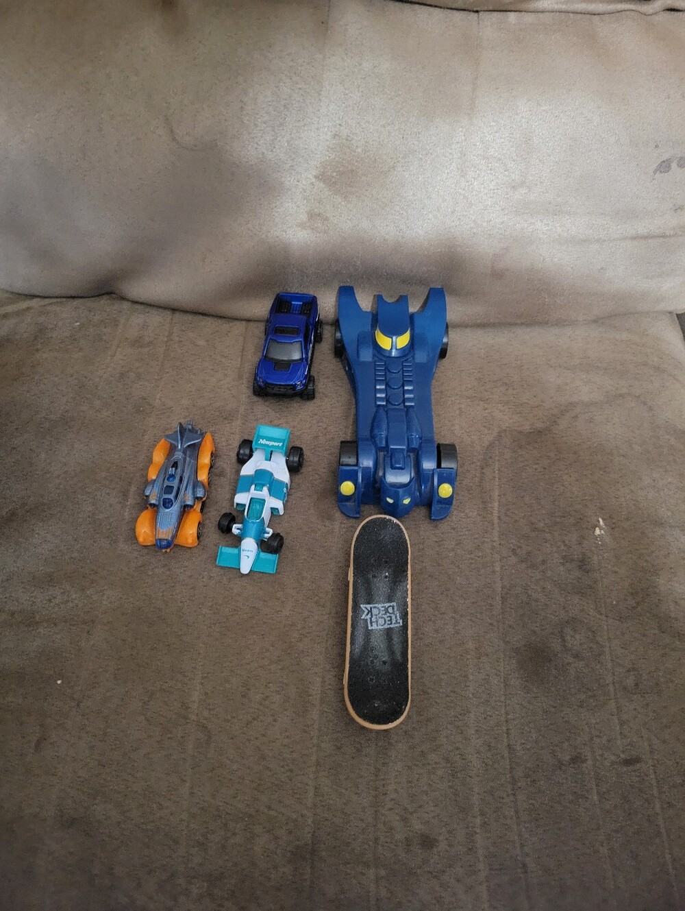 Blue Racing Car and Mini Skateboard Kids Toy Set